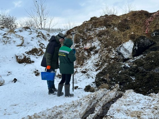 Отбор проб отходов  близ села Болотино Республики Башкортостан