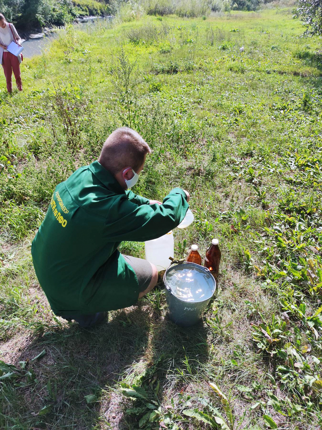 Отбор проб сточных вод в р. Була на территории Батыревского района